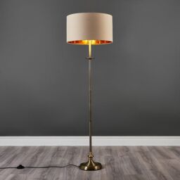 ValueLights Belmont Antique Brass Floor Lamp in Metallic Gold - thumbnail 2