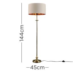 ValueLights Belmont Antique Brass Floor Lamp in Metallic Gold - thumbnail 4