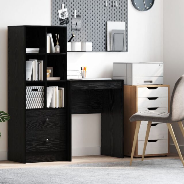 Berkfield Home Writing Desk Black oak Engineered wood 60 x 40 x 76 cm - image 1