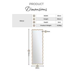 FurnitureboxUK Damaris Wood Full Length 150x50cm Wavy Rectangle Wall Mirror in Brown - Size: 150x50 cm - thumbnail 9