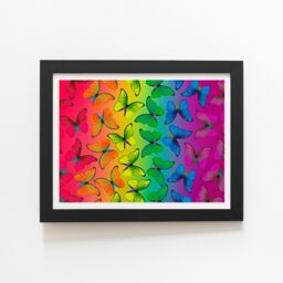 "Warren Reed - Designer Multicoloured Butterfly Pattern Framed Art Print in Black - Size: W8"" x H10""" - thumbnail 2