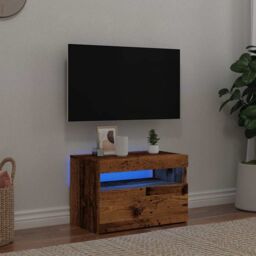 Berkfield Home TV Cabinet with LED Lights Old Wood 60x35x40 cm Engineered Wood in Brown - Size: 60 x 35 x 40 cm - thumbnail 5