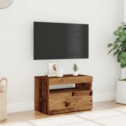 Berkfield Home TV Cabinet with LED Lights Old Wood 60x35x40 cm Engineered Wood in Brown - Size: 60 x 35 x 40 cm - thumbnail 4