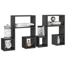 Berkfield Home Wall Shelf 2 pcs High Gloss Grey 50x15x50 cm Engineered Wood - Size: 50 x 15 x 50 cm - thumbnail 3