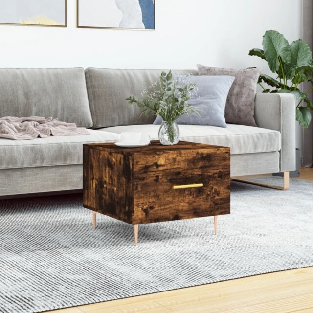 Berkfield Home Coffee Table Smoked Oak 50x50x40 cm Engineered Wood in Brown - Size: 50 x 50 x 40 cm - image 1