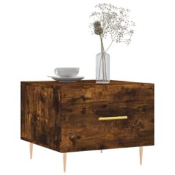 Berkfield Home Coffee Table Smoked Oak 50x50x40 cm Engineered Wood in Brown - Size: 50 x 50 x 40 cm - thumbnail 3