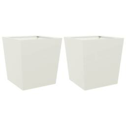 Berkfield Home Garden Planters White 2 pcs 50x50x50 cm Steel - Size: 50 x 50 x 50 cm - thumbnail 3