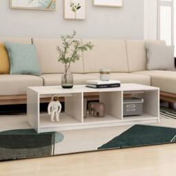 Berkfield Home Coffee Table White 110x50x34 cm Solid Pinewood - Size: 110 x 50 x 34 cm - thumbnail 3