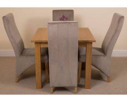 Thats Furniture Oslo 90 x 90 cm Oak Small Dining Table & 4 Lola Fabric Chairs in Grey - thumbnail 2