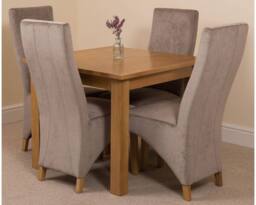 Thats Furniture Oslo 90 x 90 cm Oak Small Dining Table & 4 Lola Fabric Chairs in Grey