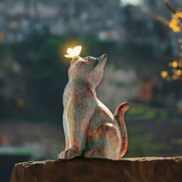 Marco Paul Resin Cat Statue Garden Ornaments in Bronze - thumbnail 2