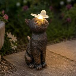 Marco Paul Solar Garden Cat Ornament with Butterfly in Bronze - thumbnail 8