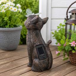 Marco Paul Solar Garden Cat Ornament with Butterfly in Bronze - thumbnail 7