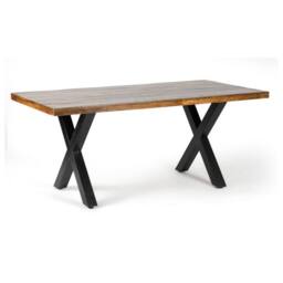 Jaipur Furniture Ltd Induse 'X' Leg Dining Table - Mango Wood/Iron - L90 x W180 x H76 cm in Brown