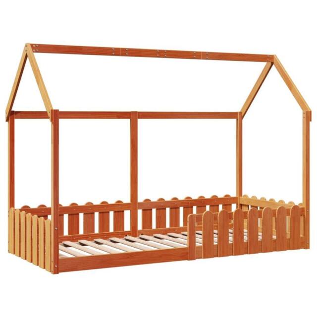 Berkfield Home Kids' House Bed Frame without Mattress Wax Brown 90x200 cm - image 1