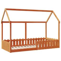 Berkfield Home Kids' House Bed Frame without Mattress Wax Brown 90x200 cm - thumbnail 1