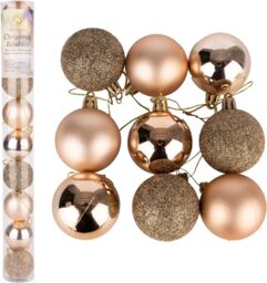 Shatchi 60mm/6Pcs Christmas Baubles Shatterproof Champagne Gold, Tree Decorations in Gold