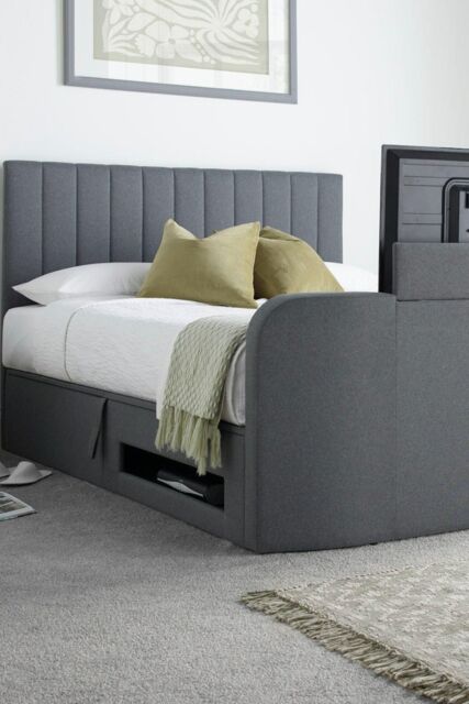 Time4sleep Onelife Seal Grey Upholstered TV Ottoman - Bed Frame - Size: King - image 1
