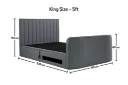 Time4sleep Onelife Seal Grey Upholstered TV Ottoman - Bed Frame - Size: King - thumbnail 5