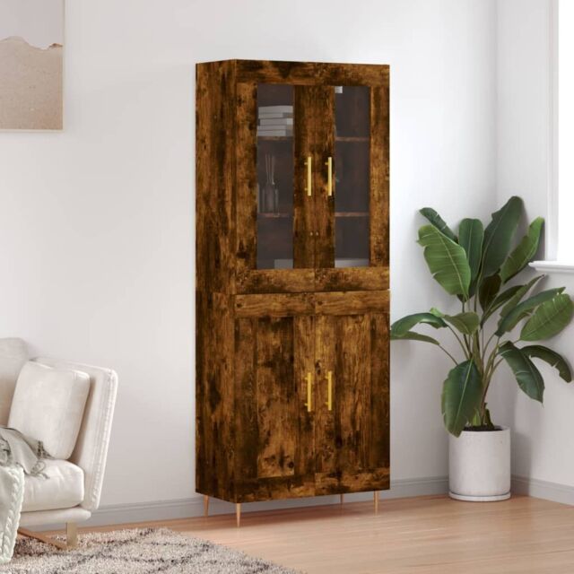 Berkfield Home Highboard Smoked Oak 69.5x34x180 cm Engineered Wood in Brown - image 1