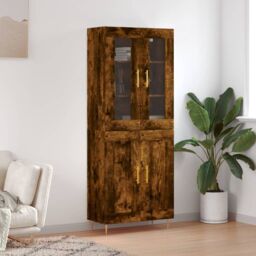 Berkfield Home Highboard Smoked Oak 69.5x34x180 cm Engineered Wood in Brown - thumbnail 1