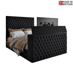 KDMD Capella Upholstered Soft Velvet Black TV Bed Frame - Size: Single - thumbnail 3