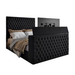 KDMD Capella Upholstered Soft Velvet Black TV Bed Frame - Size: Single - thumbnail 5