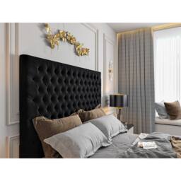 KDMD Capella Upholstered Soft Velvet Black TV Bed Frame - Size: Single - thumbnail 4
