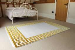 Benjamin Tate Design Golden Greek Ornamental Frame Rug in Natural - Size: Large - thumbnail 3