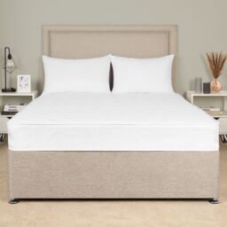 OHS Essential Orthopaedic Memory Foam Quilted Sprung Mattress in White - Size: Double - thumbnail 1