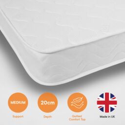 OHS Essential Orthopaedic Memory Foam Quilted Sprung Mattress in White - Size: Double - thumbnail 3