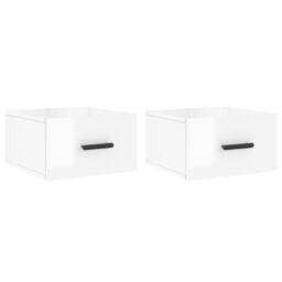 Berkfield Home Wall-mounted Bedside Cabinets 2 pcs High Gloss White 35x35x20 cm - Size: 35 x 35 x 20 cm - thumbnail 2