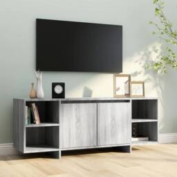 Berkfield Home TV Cabinet Grey Sonoma 130x35x50 cm Engineered Wood - Size: 130 x 35 x 50 cm - thumbnail 1