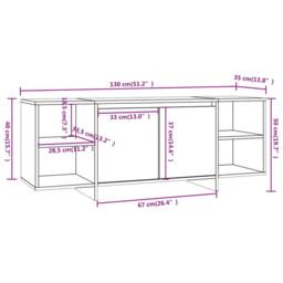 Berkfield Home TV Cabinet Grey Sonoma 130x35x50 cm Engineered Wood - Size: 130 x 35 x 50 cm - thumbnail 8