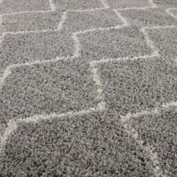 THE RUGS Moroccan Soft Shaggy Rugs & Runners Grey & Ivory Living Room - Size: 140 cm x 200 cm - thumbnail 3