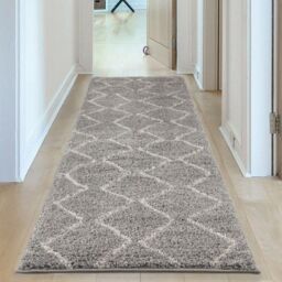 THE RUGS Moroccan Soft Shaggy Rugs & Runners Grey & Ivory Living Room - Size: 140 cm x 200 cm - thumbnail 6