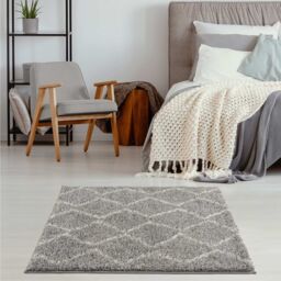 THE RUGS Moroccan Soft Shaggy Rugs & Runners Grey & Ivory Living Room - Size: 140 cm x 200 cm - thumbnail 7