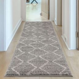 THE RUGS Moroccan Soft Shaggy Rugs & Runners Grey & Ivory Living Room - Size: 140 cm x 200 cm - thumbnail 9
