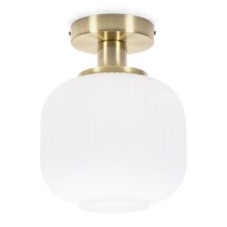 ValueLights Calpe Opal Frosted Glass Shade Flush Gold Stem Ceiling Light with LED Bulb - thumbnail 2