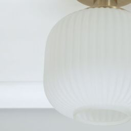ValueLights Calpe Opal Frosted Glass Shade Flush Gold Stem Ceiling Light with LED Bulb - thumbnail 3
