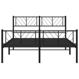 Berkfield Home Metal Bed Frame with Headboard & Footboard Black 140x190 cm - thumbnail 5