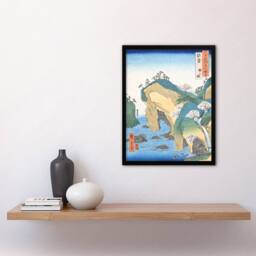 Artery8 Noto Province Waterfall Bay Japanese Framed Wall Art Print Hiroshige in Blue - Size: A4 - thumbnail 4