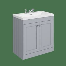 Balterley 800mm Floor Standing 2 Door Unit with Basin 3 Tap Hole - Satin Grey