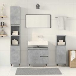 Berkfield Home 3 Piece Bathroom Furniture Set Concrete Grey Engineered Wood - thumbnail 3