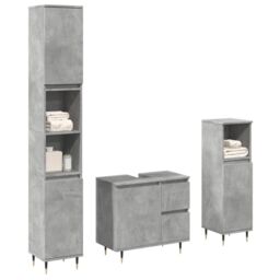 Berkfield Home 3 Piece Bathroom Furniture Set Concrete Grey Engineered Wood - thumbnail 1