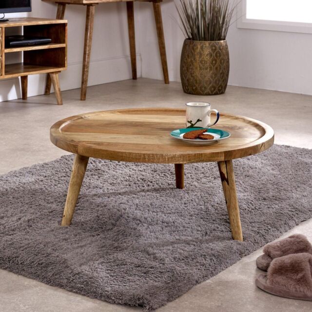 IH Design Ryley Light Mango Wood Round Low Coffee Table in Natural - image 1