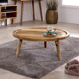 IH Design Ryley Light Mango Wood Round Low Coffee Table in Natural - thumbnail 1