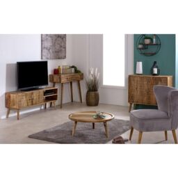 IH Design Ryley Light Mango Wood Round Low Coffee Table in Natural - thumbnail 3