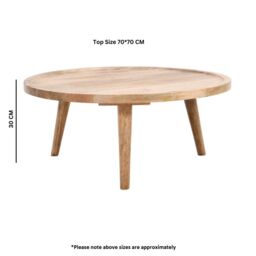 IH Design Ryley Light Mango Wood Round Low Coffee Table in Natural - thumbnail 6