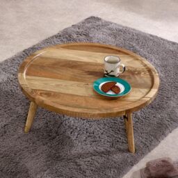 IH Design Ryley Light Mango Wood Round Low Coffee Table in Natural - thumbnail 2